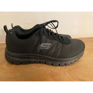 SKECHERS 8.5 women’s sneakers Shoes Black Lace-Up Memory Foam